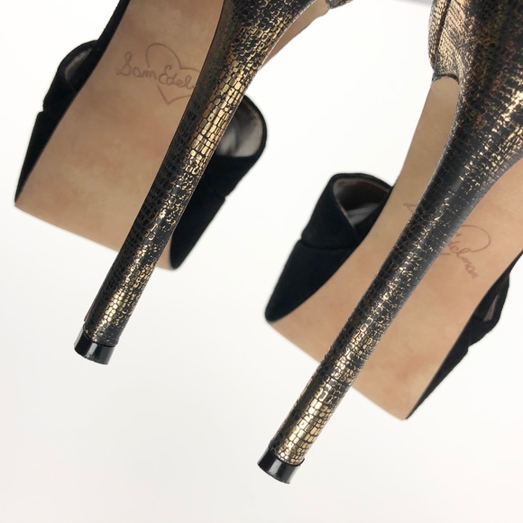 Sam Edelman 'Marina' Gold Flecked Peep-Toe Pump - Picture 14 of 16